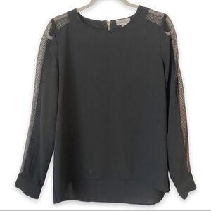 Calvin Klein Black Long-Sleeve Top with Mesh Accent